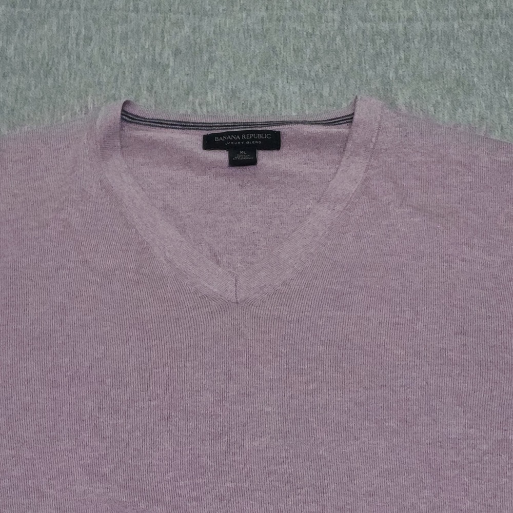Banana Republic Silk Cotton Cashmere Long Sleeve Knit Polo Shirt Purple Pink L - Picture 2 of 11
